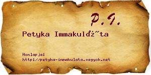 Petyka Immakuláta névjegykártya